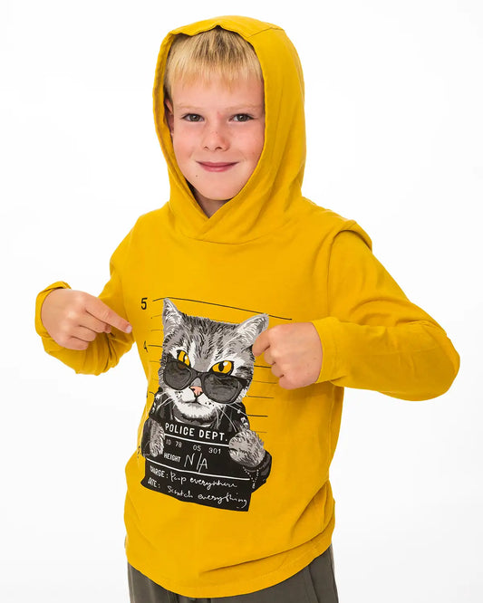 Bad Cat | Chlapčenské tričko s kapucňou