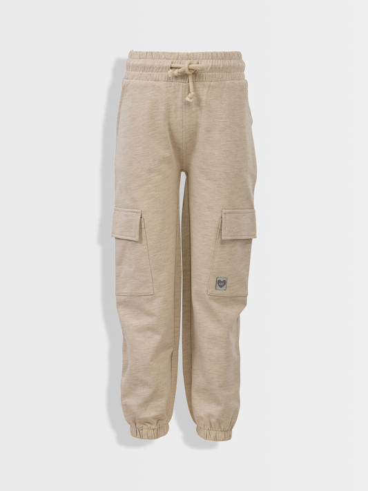 Beige Melange | Dievčenské cargo tepláky