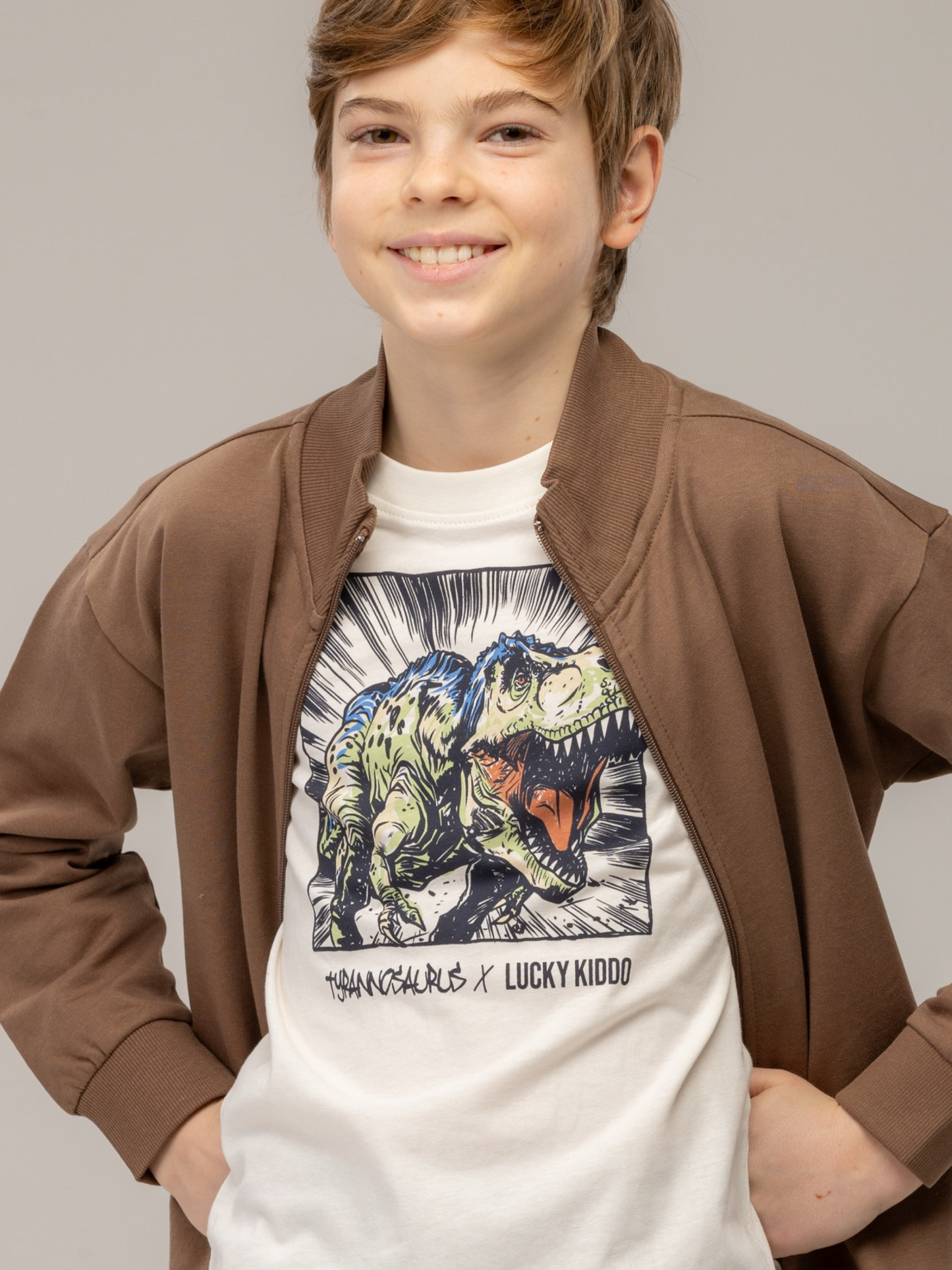 Star White T-Rex | Chlapčenské tričko s krátkym rukávom