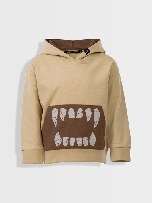 Beige Brown Teeth | Chlapčenská mikina s kapucňou