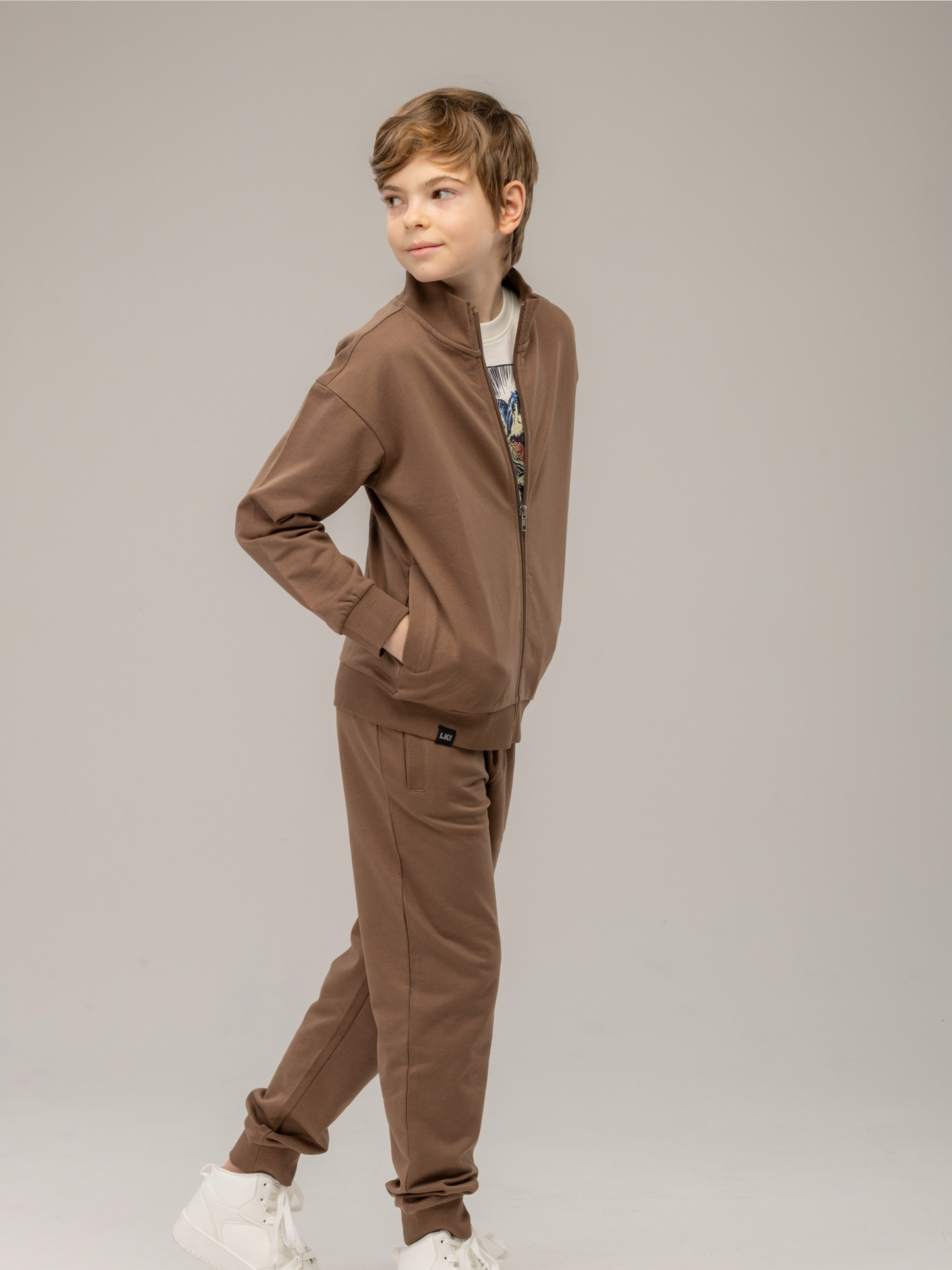 Shitake Brown | Chlapčenská mikina na zips
