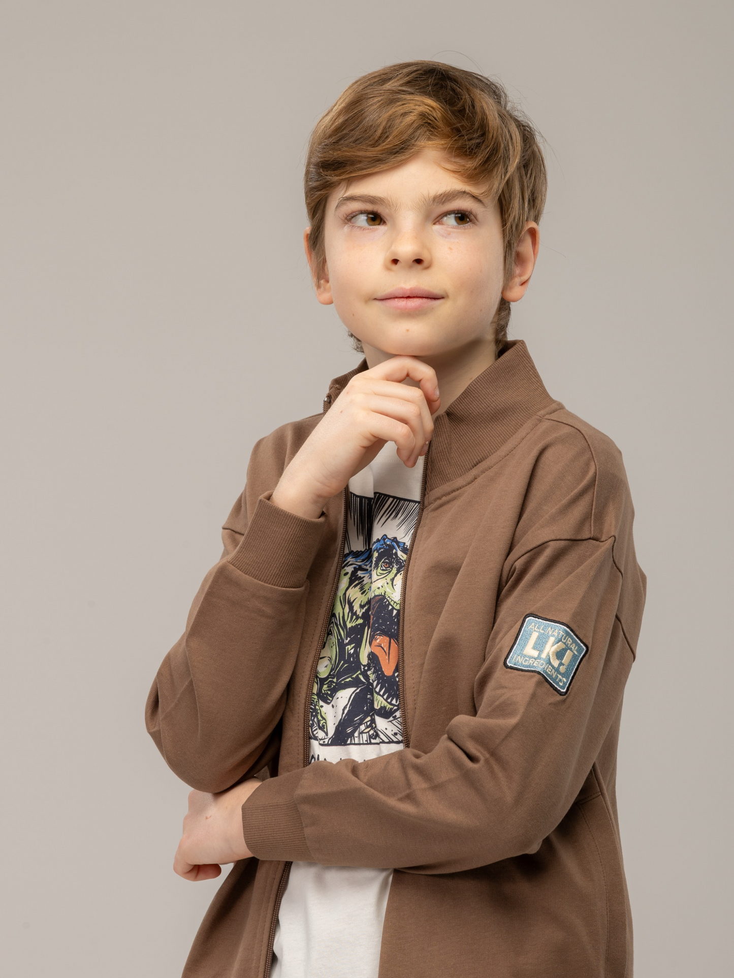 Shitake Brown | Chlapčenská mikina na zips