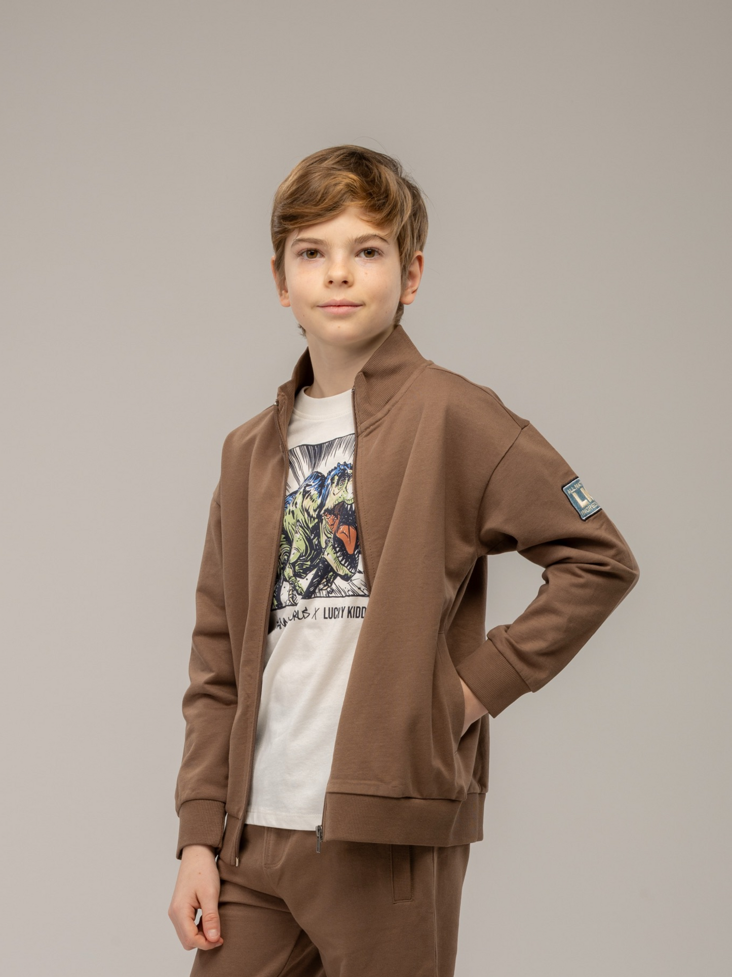 Shitake Brown | Chlapčenská mikina na zips