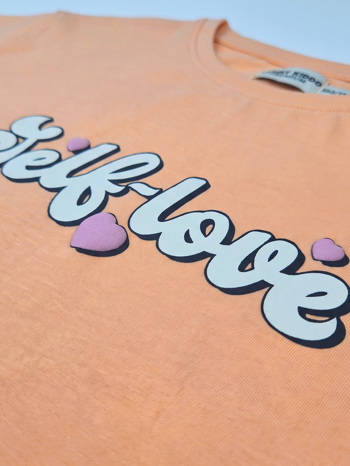 Orange Self Love | Dievčenské tričko s dlhým rukávom - voľný strih