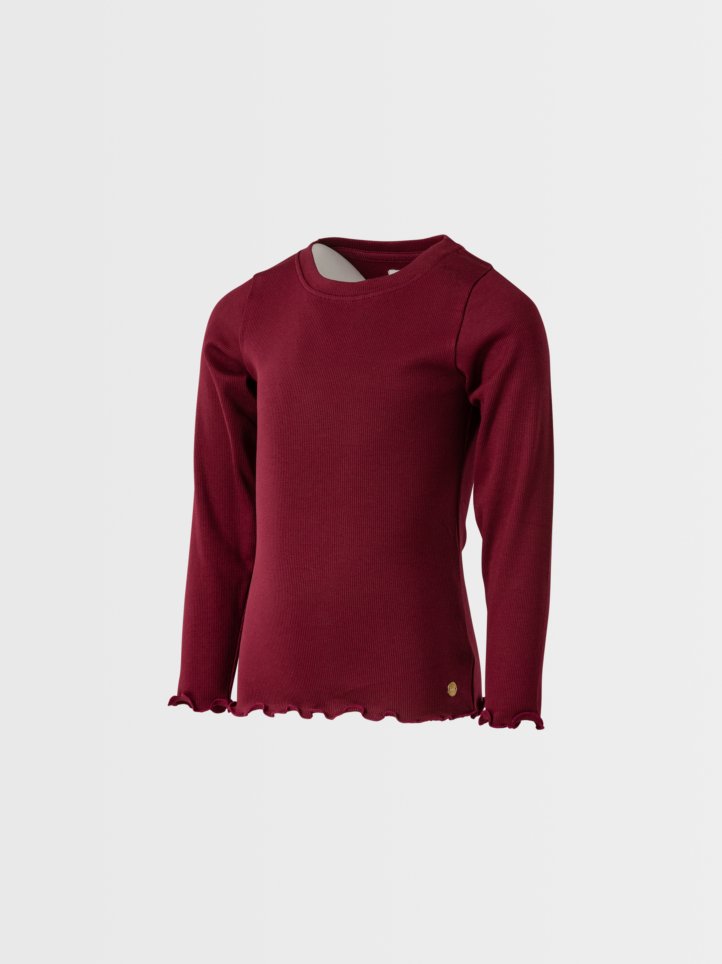 Berry Red | Dievčenské tričko s dlhým rukávom in rebrasto strukturo