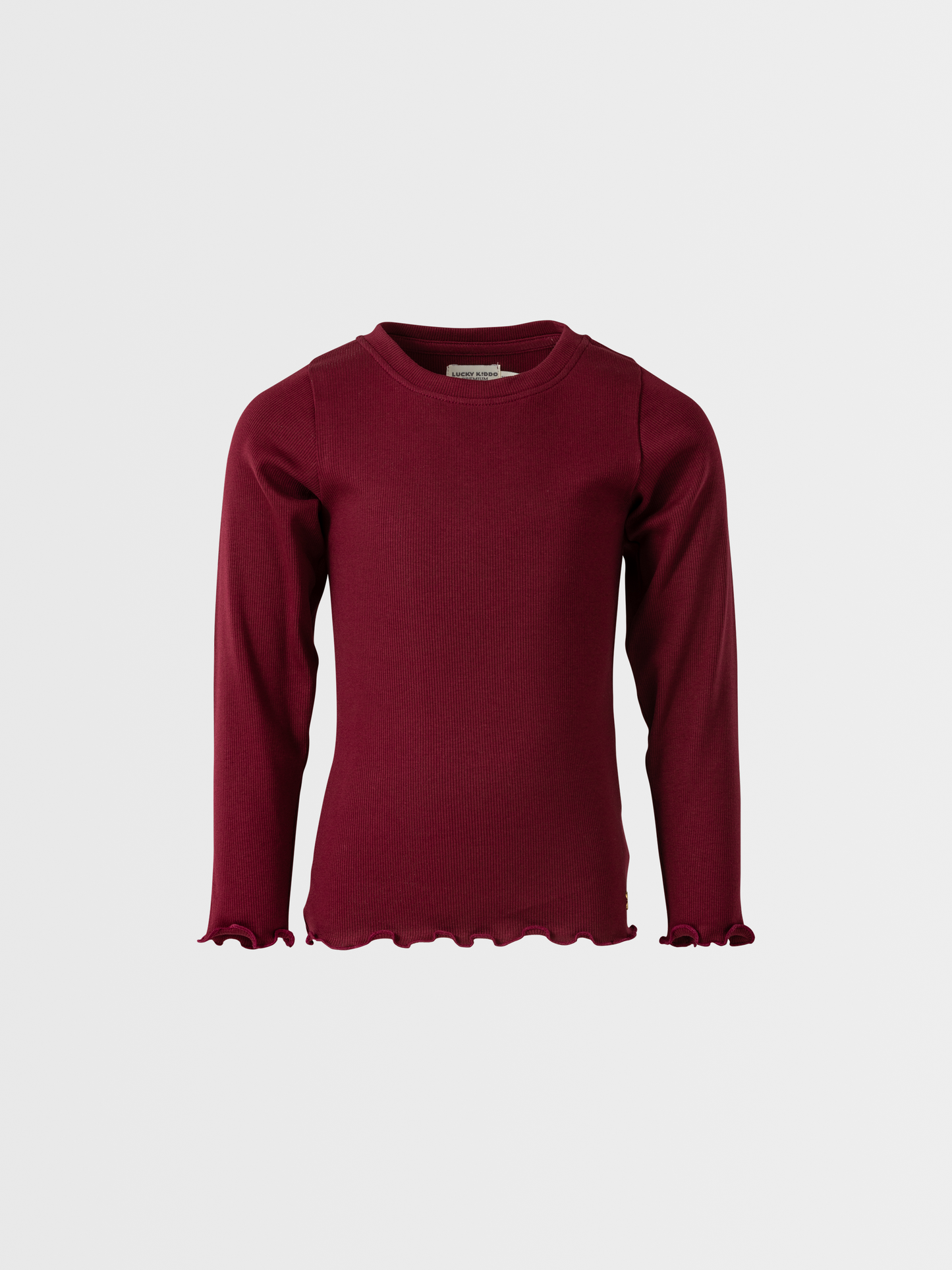 Berry Red | Dievčenské tričko s dlhým rukávom in rebrasto strukturo