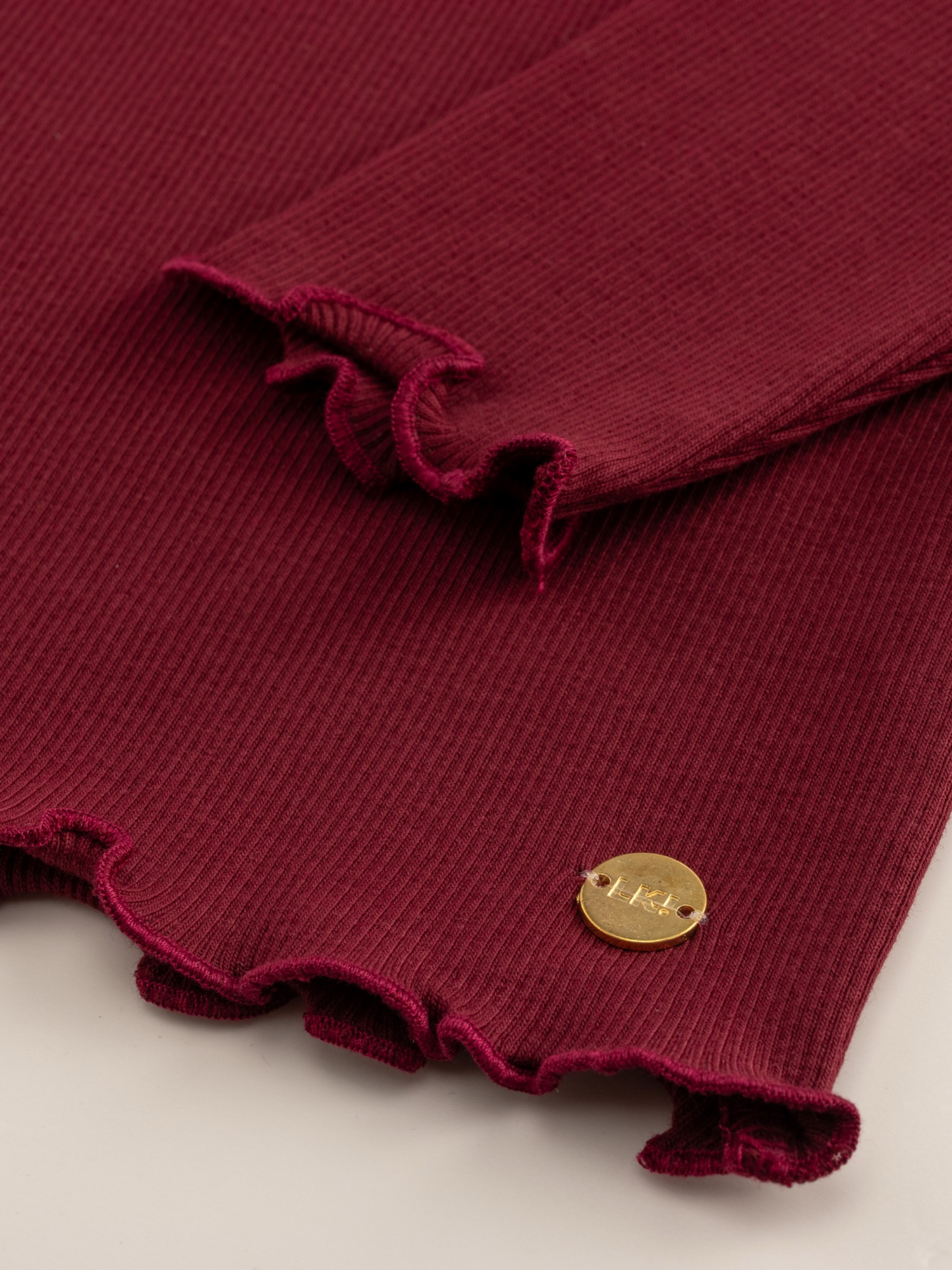 Berry Red | Dievčenské tričko s dlhým rukávom in rebrasto strukturo