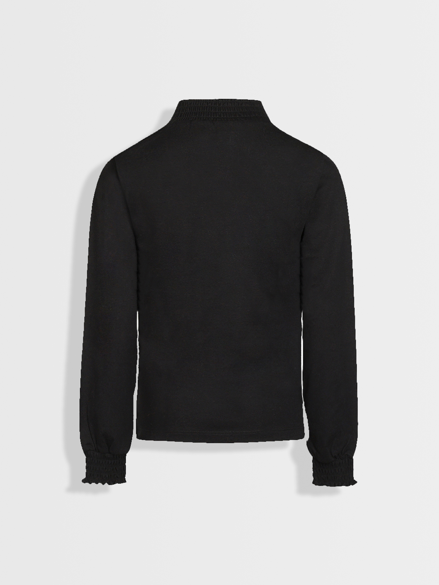 Elegant Black | Dievčenské tričko s dlhým rukávom in višjim ovratnikom