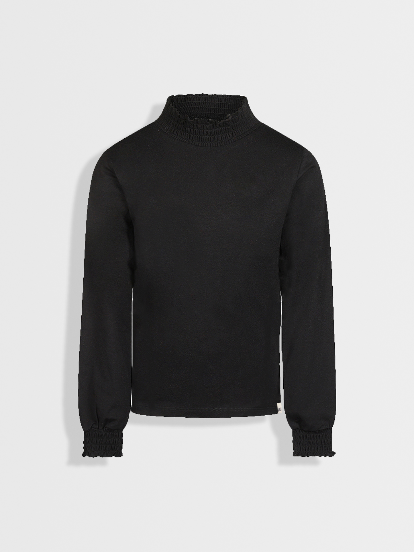 Elegant Black | Dievčenské tričko s dlhým rukávom in višjim ovratnikom