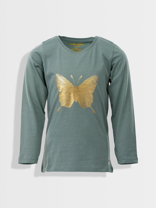 Grey Mist Butterfly | Dievčenské tričko s dlhým rukávom