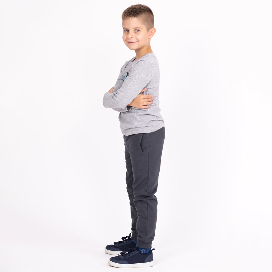 Dark Grey | Chlapčenské zimné teplákové nohavice typu jogger