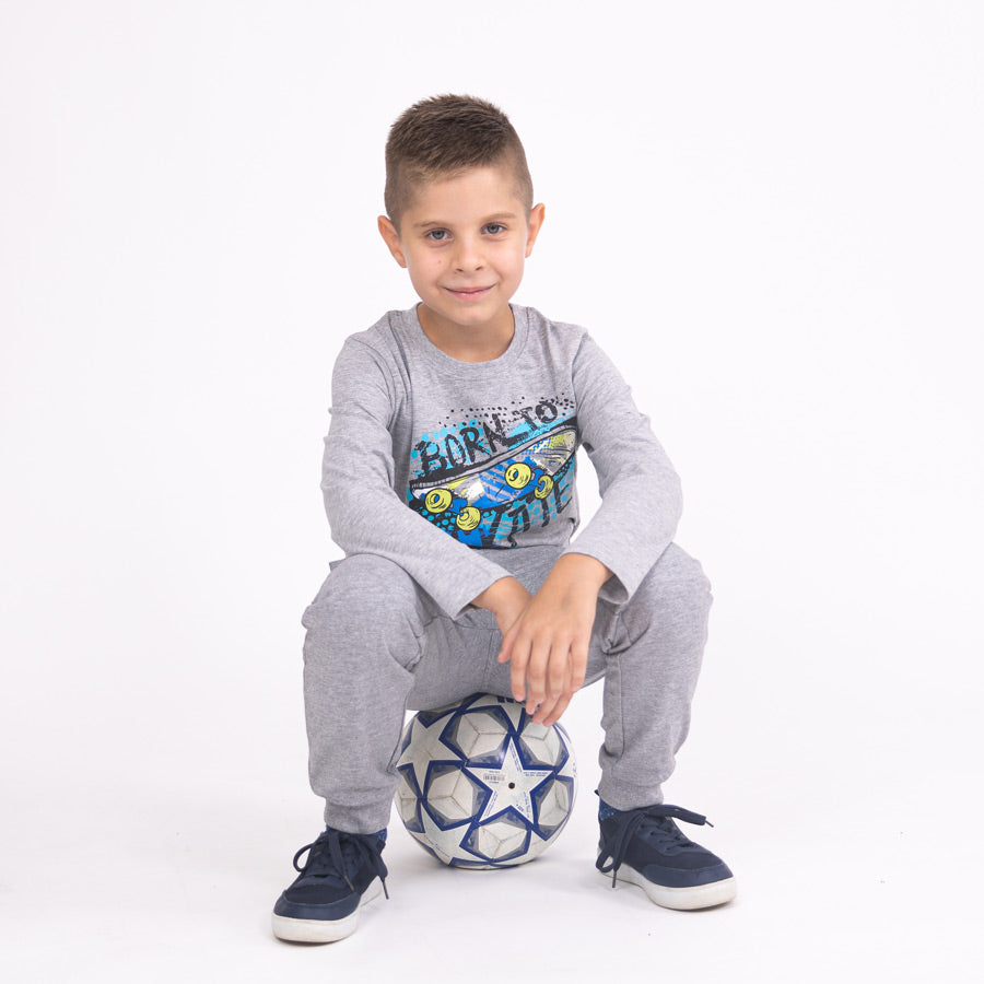 Light Grey | Chlapčenské zimné teplákové nohavice typu jogger