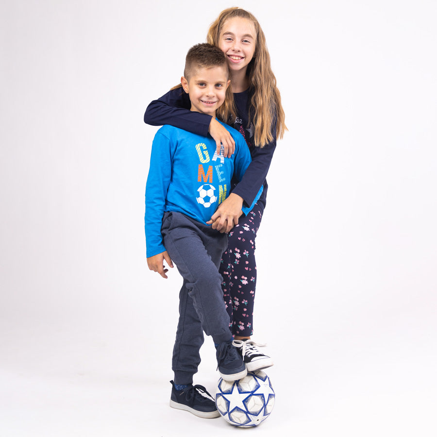 Light Blue | Chlapčenské zimné teplákové nohavice typu jogger