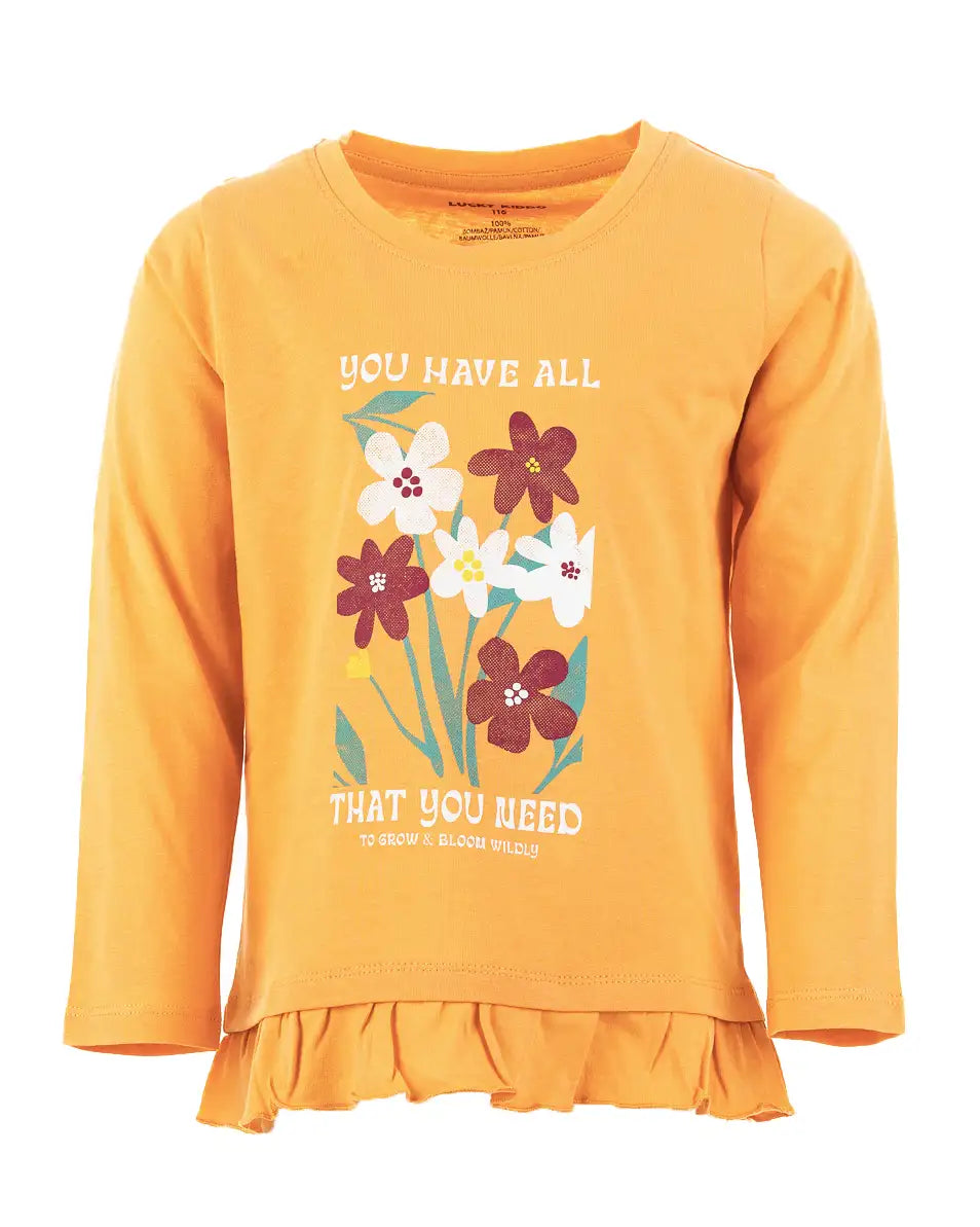 Bloom Orange | Dievčenská tričko s dlhými rukávmi
