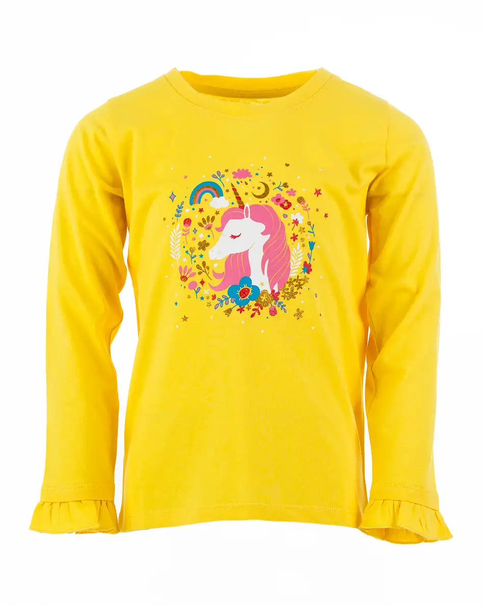 Enchated Unicorn Yellow | Dievčenská tričko s dlhým rukávom