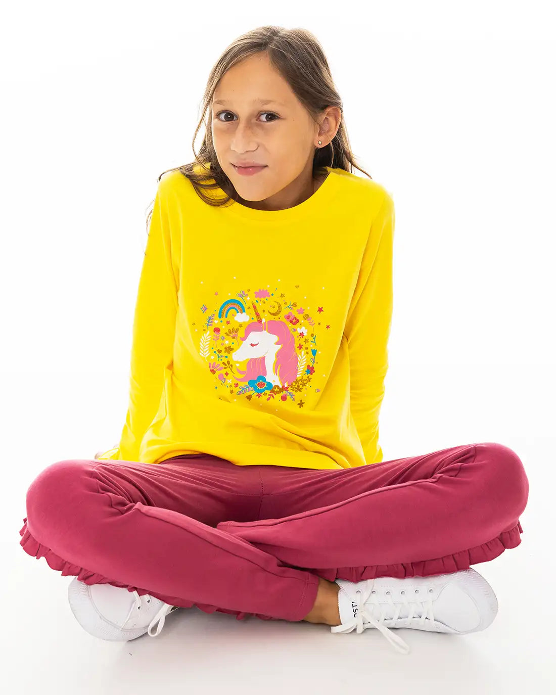 Enchated Unicorn Yellow | Dievčenská tričko s dlhým rukávom