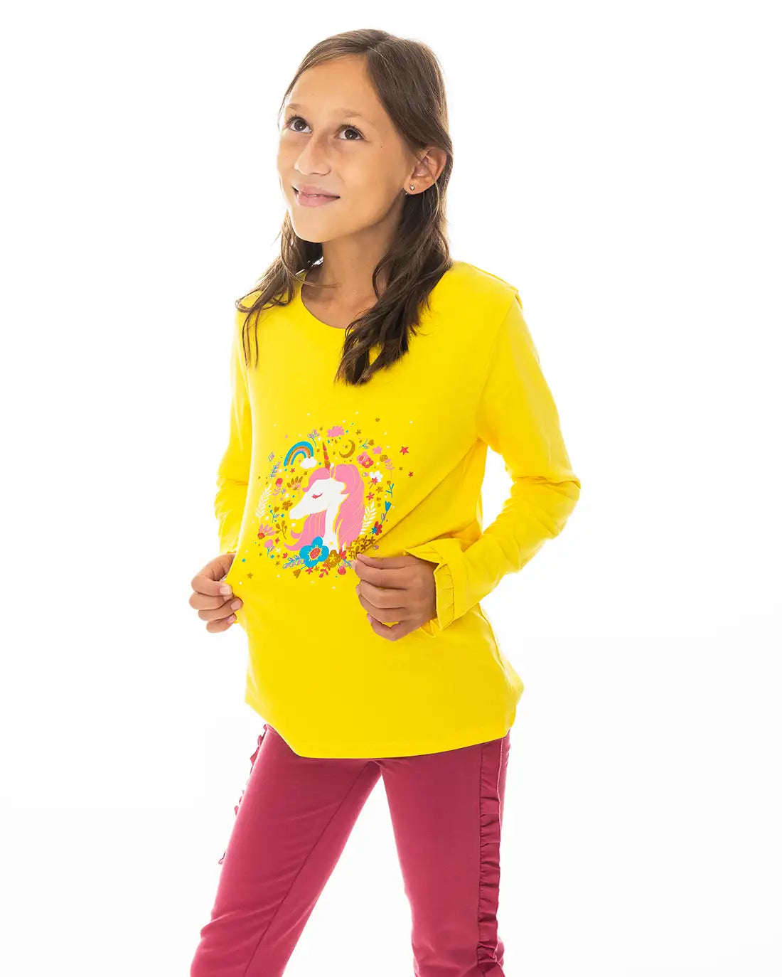 Enchated Unicorn Yellow | Dievčenská tričko s dlhým rukávom