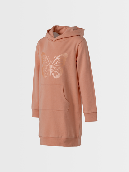 Coral Butterfly | Dievčenská dlhá mikina s kapucňou