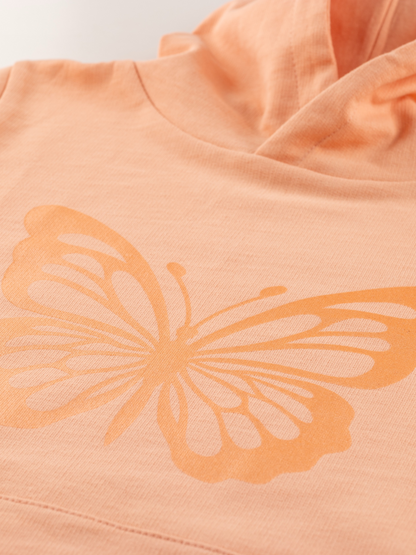 Coral Butterfly | Dievčenská dlhá mikina s kapucňou
