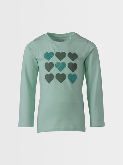 Greenish Hearts | Dievčenské tričko s dlhým rukávom