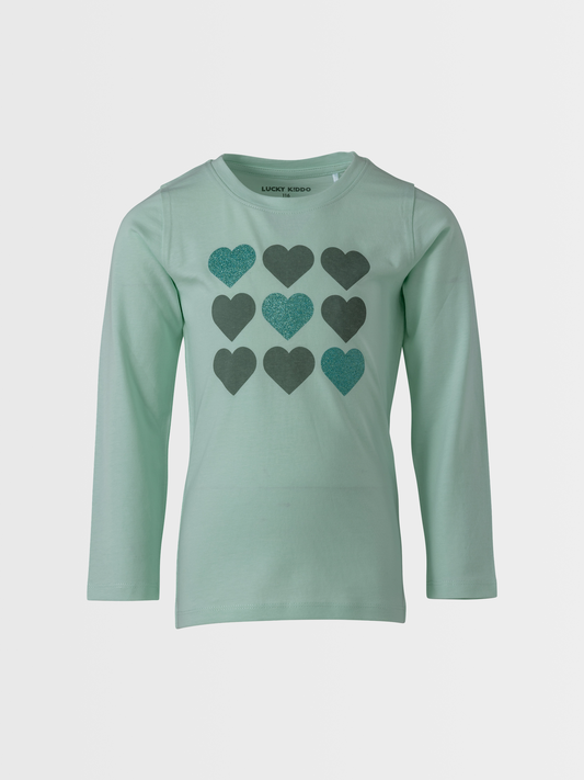 Greenish Hearts | Dievčenské tričko s dlhým rukávom