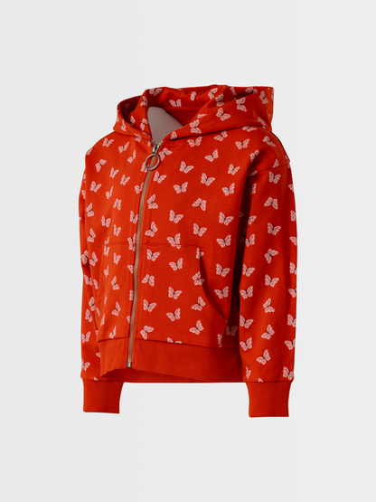 Ginger Butterflies | Dievčenská mikina na zips s kapucňou