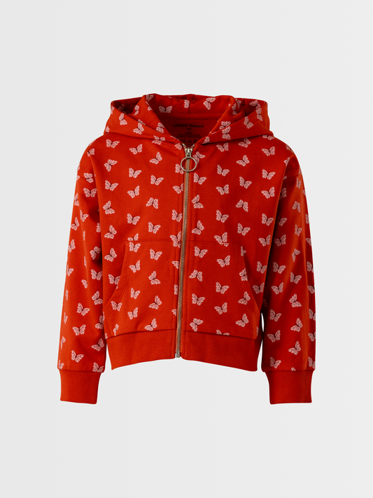 Ginger Butterflies | Dievčenská mikina na zips s kapucňou
