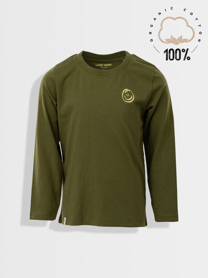 Dark Green Smiley | Chlapčenské tričko s dlhým rukávom
