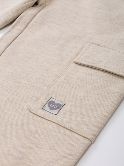 Beige Melange | Dievčenské cargo tepláky