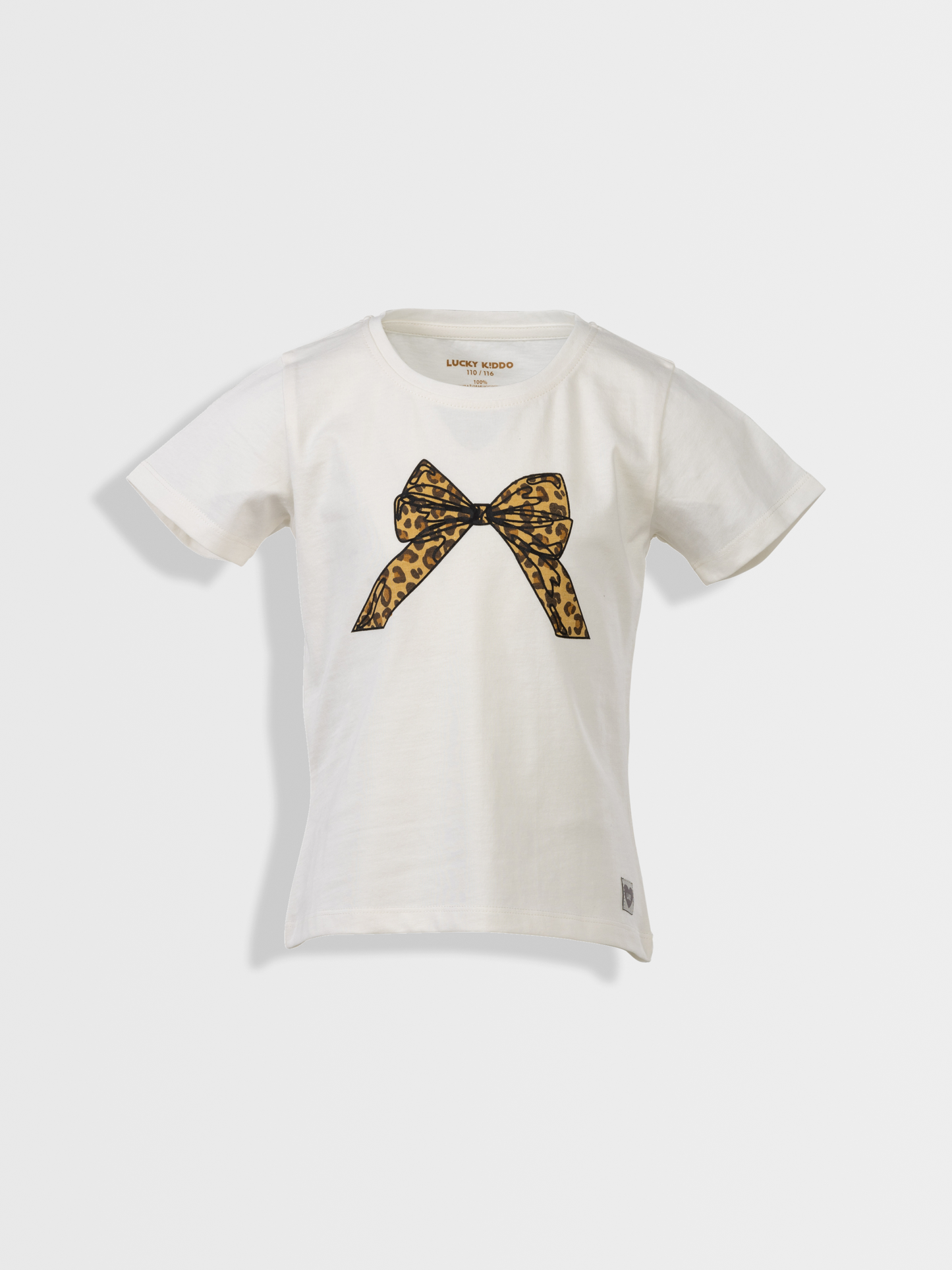 Leopard Bow Off White | Dievčenské tričko s krátkym rukávom
