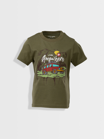 Go Anywhere Oil Green | Chlapčenské tričko s krátkym rukávom