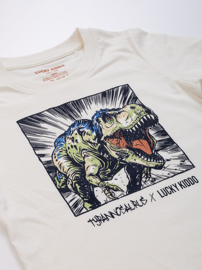 Star White T-Rex | Chlapčenské tričko s krátkym rukávom