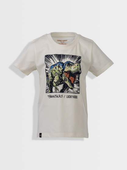Star White T-Rex | Chlapčenské tričko s krátkym rukávom