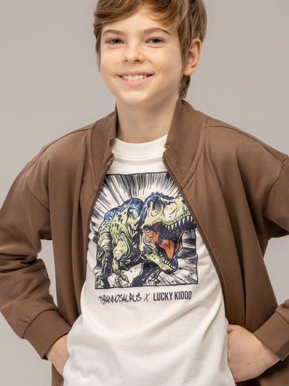 Star White T-Rex | Chlapčenské tričko s krátkym rukávom
