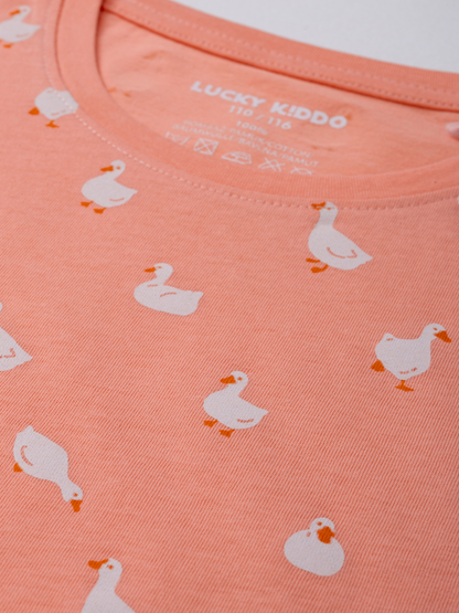Peach Ducks | Dievčenské tričko s dlhým rukávom