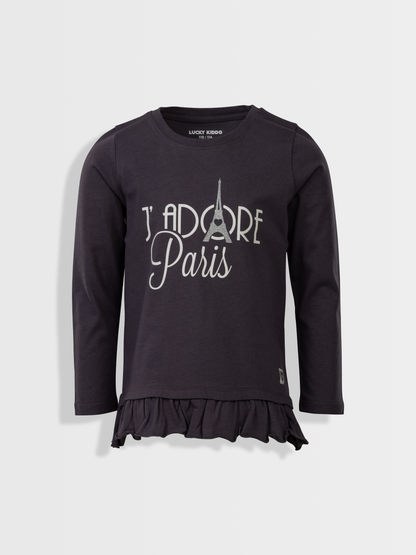 J’adore Paris Grey | Dievčenské tričko s dlhým rukávom