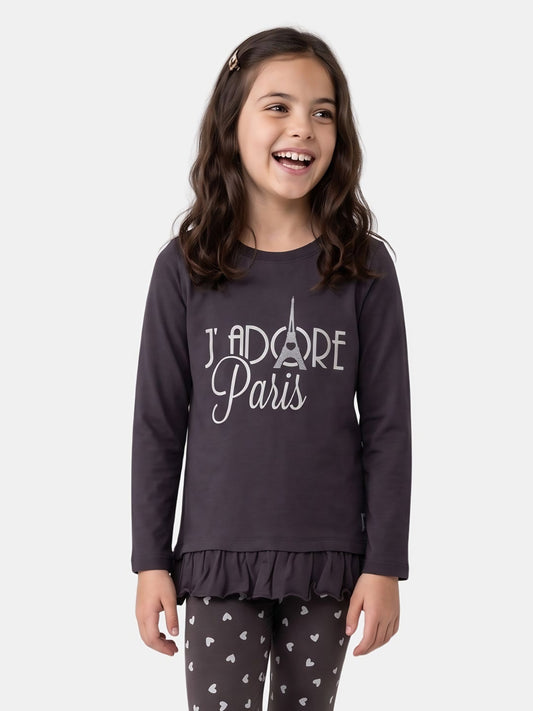 J’adore Paris Grey | Dievčenské tričko s dlhým rukávom