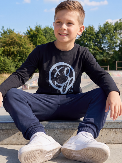 Lucky Face Blue | Chlapčenské tričko s dlhým rukávom - klasický strih
