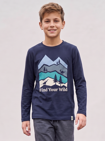 Find Your Wild | Chlapčenské tričko s dlhým rukávom - klasický strih