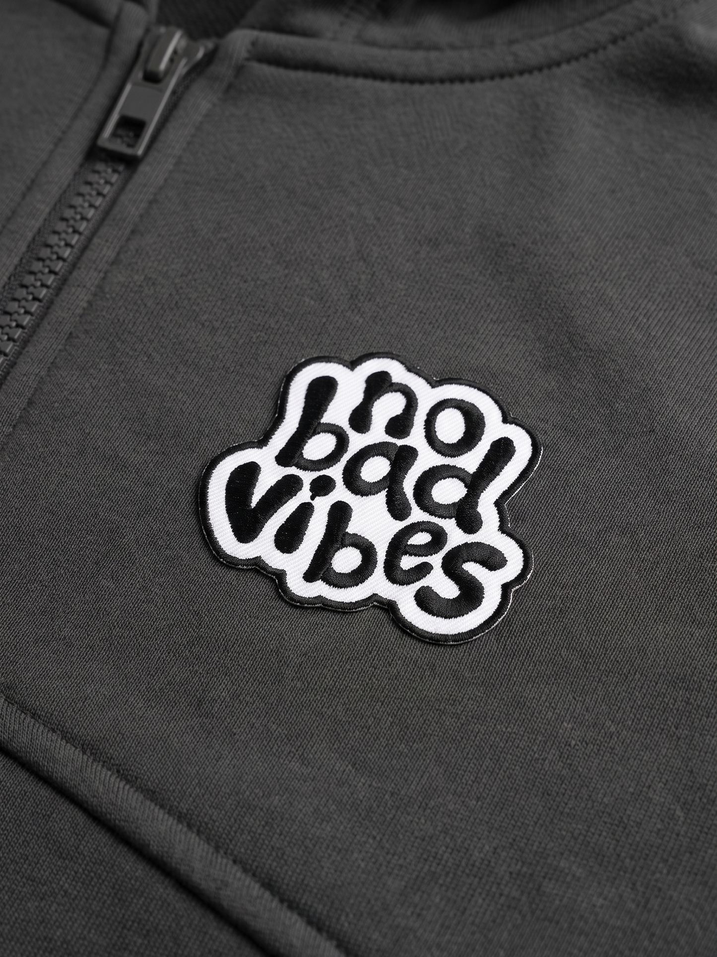Grey No Bad Vibes | Chlapčenská bunda s kapucňou - oversized strih
