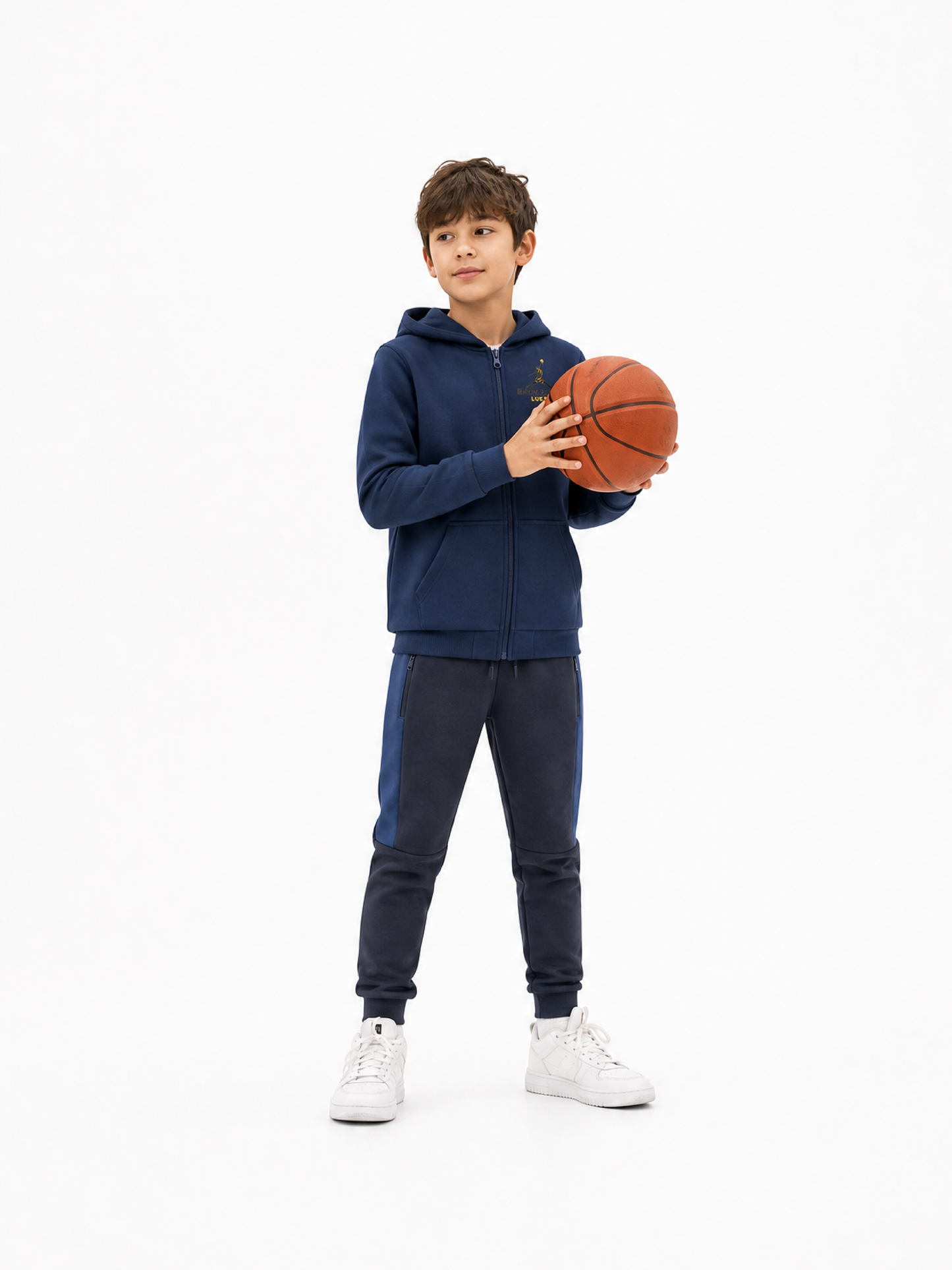 Navy Basket | Chlapčenská mikina s kapucňou - klasický strih