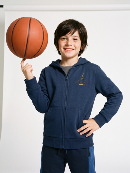Navy Basket | Chlapčenská mikina s kapucňou - klasický strih