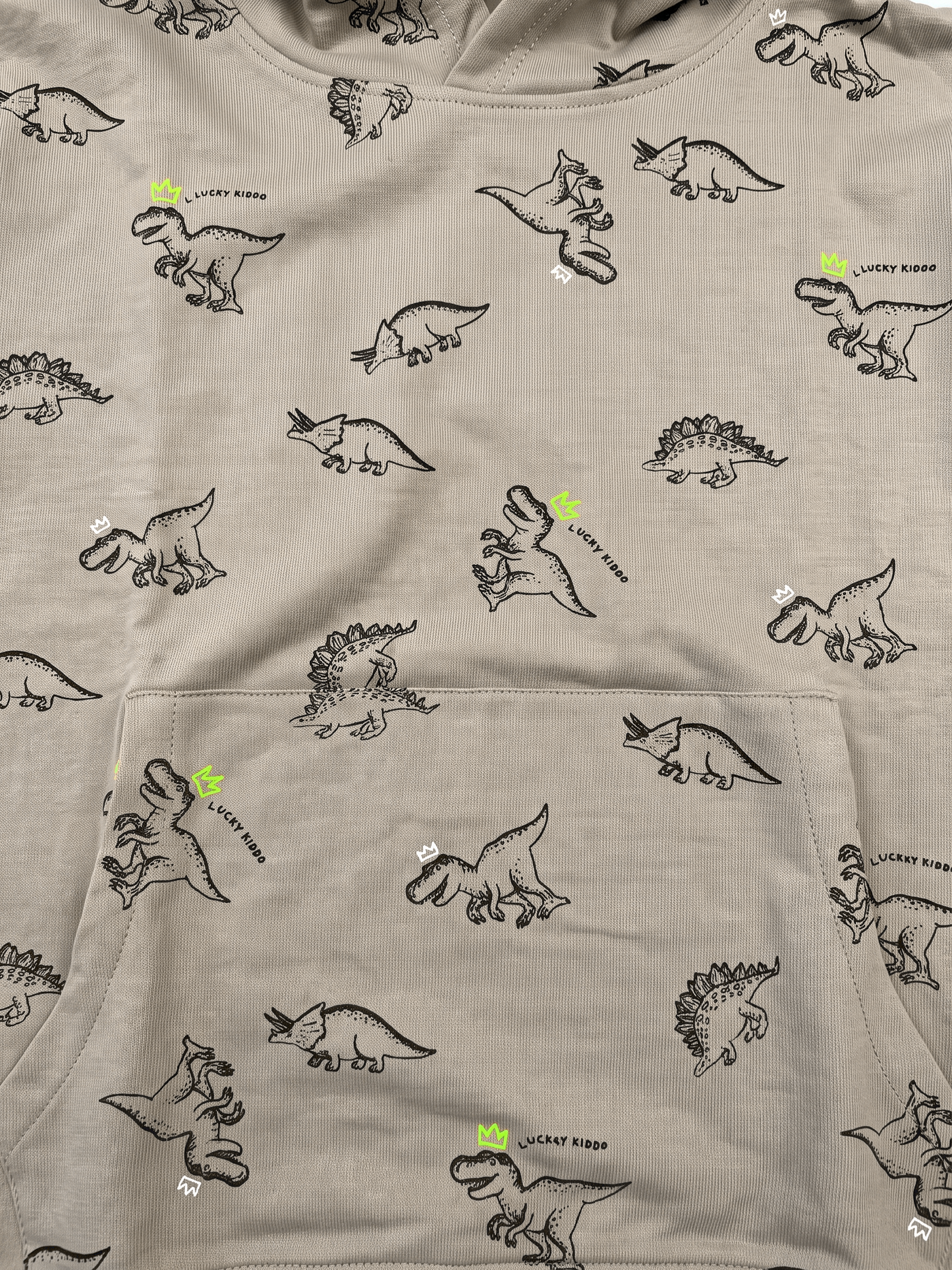 Beige Dinosaurs | Chlapčenská mikina s kapucňou - klasický strih
