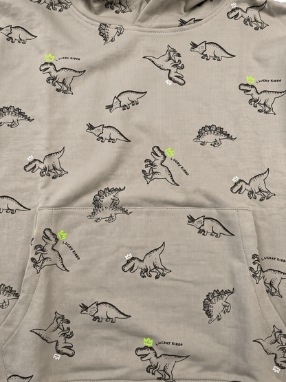 Beige Dinosaurs | Chlapčenská mikina s kapucňou - klasický strih