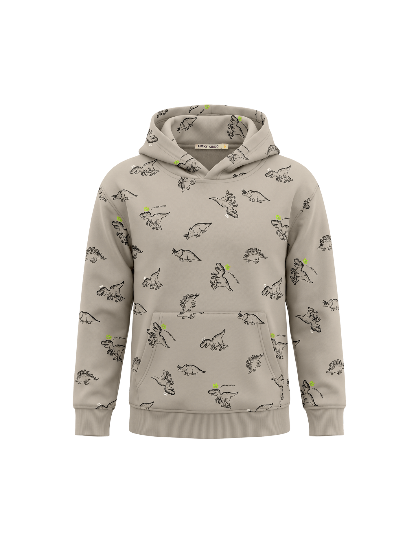 Beige Dinosaurs | Chlapčenská mikina s kapucňou - klasický strih