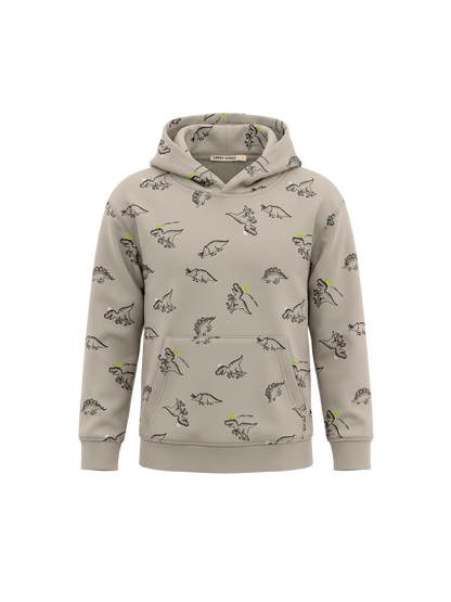 Beige Dinosaurs | Chlapčenská mikina s kapucňou - klasický strih
