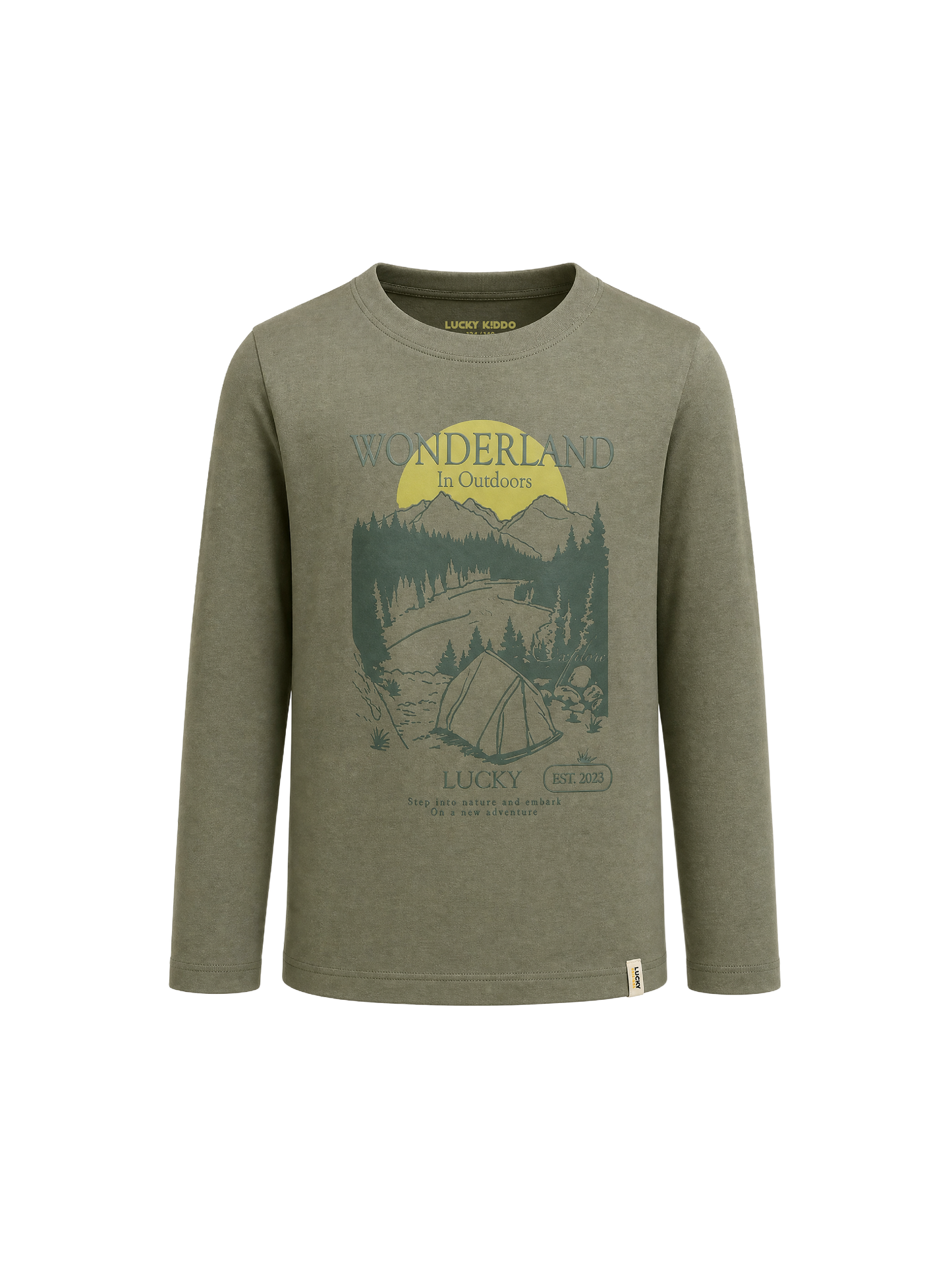 Olive Wonderland | Chlapčenské tričko s dlhým rukávom - klasický strih