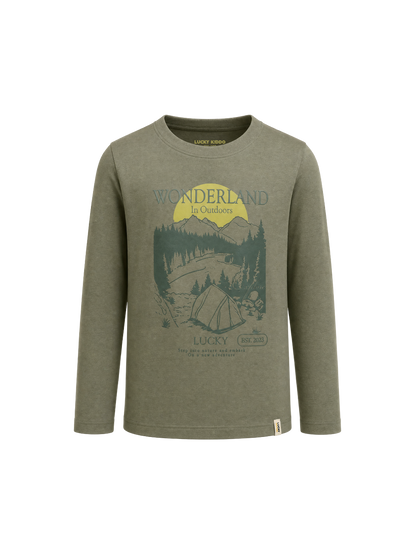 Olive Wonderland | Chlapčenské tričko s dlhým rukávom - klasický strih