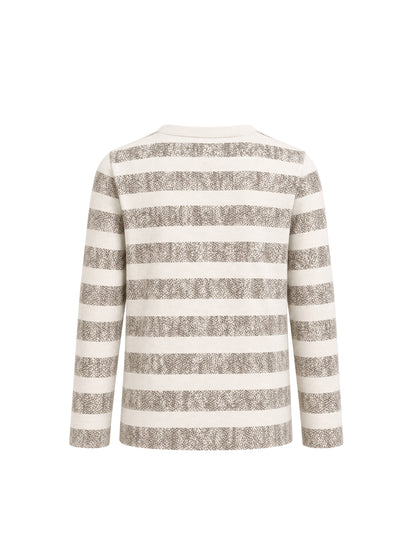 Cream Stripes | Chlapčenské tričko s dlhým rukávom - klasický strih