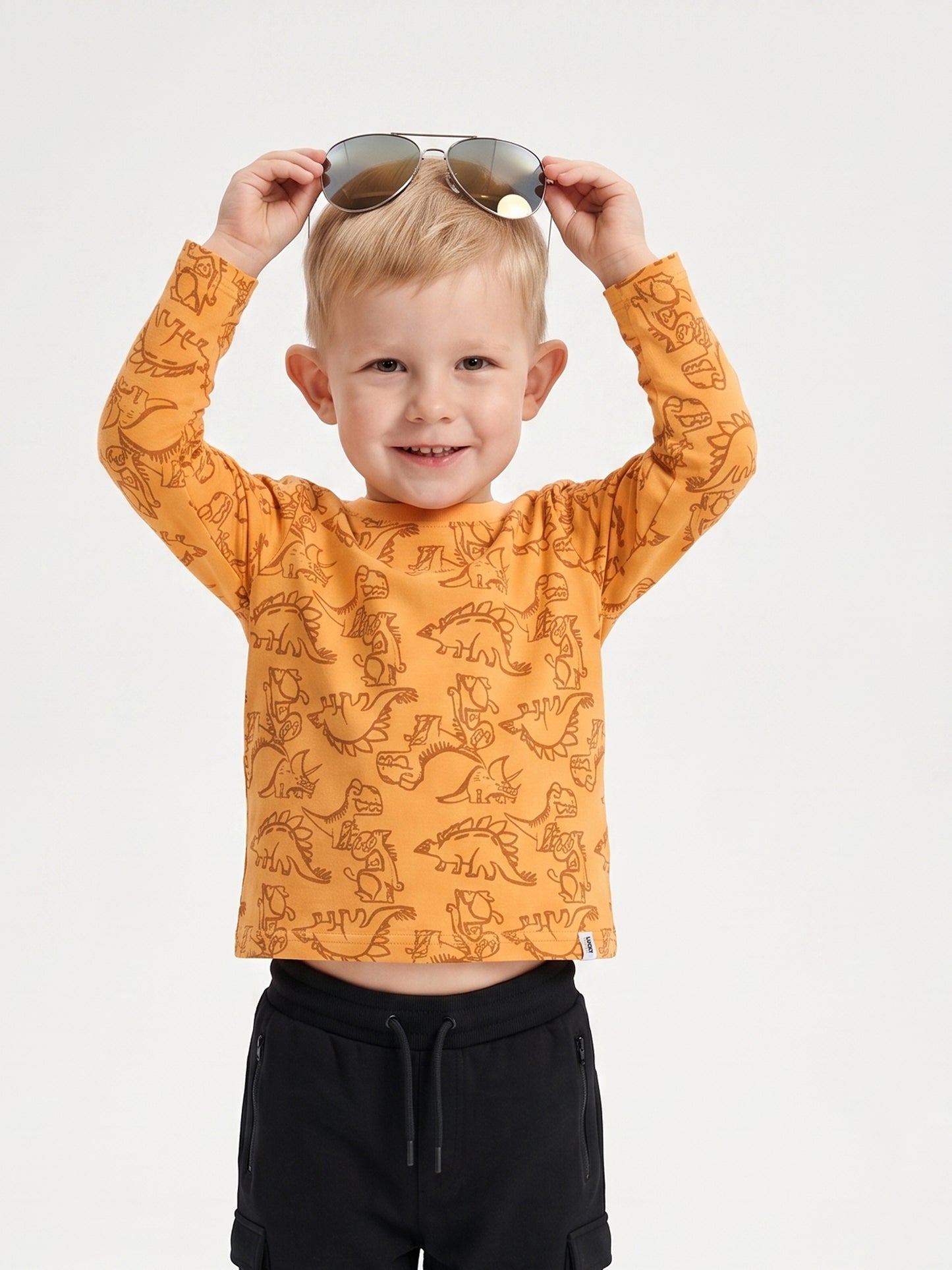 Orange Dinosaurs | Chlapčenské tričko s dlhým rukávom - klasický strih